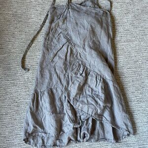 Modamalfi Italian 100% Linen Ruffle Wraparound Midi Skirt, One size (S,M,L)